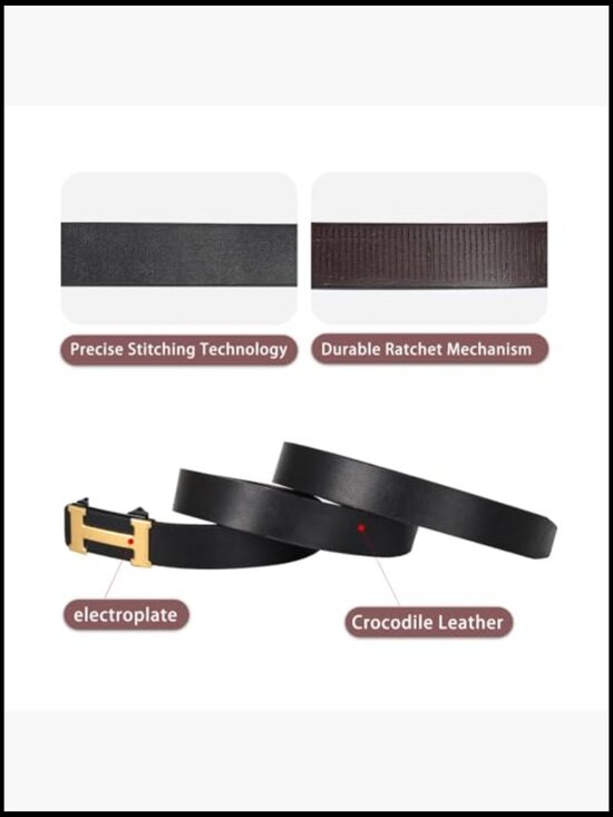 Faux Leather Automatic Buckle Dress Belt for Business Formal Occasions